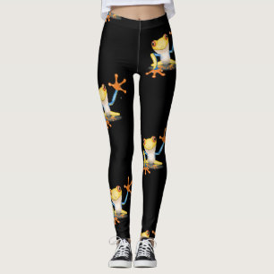 Leggings Rana arbórea observada colorida del rojo amarillo
