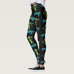 Leggings Rana en monopatín divertida amante de los animales