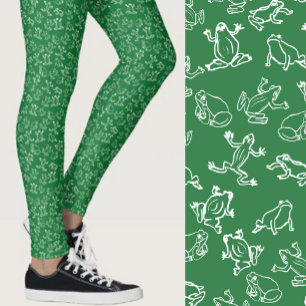 Leggings Ranas Lindas Patrón Verde y Blanco