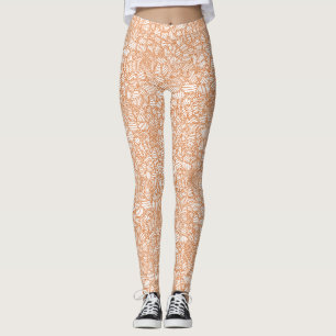 Leggings Random Leaf Mosaic Dark Naranja
