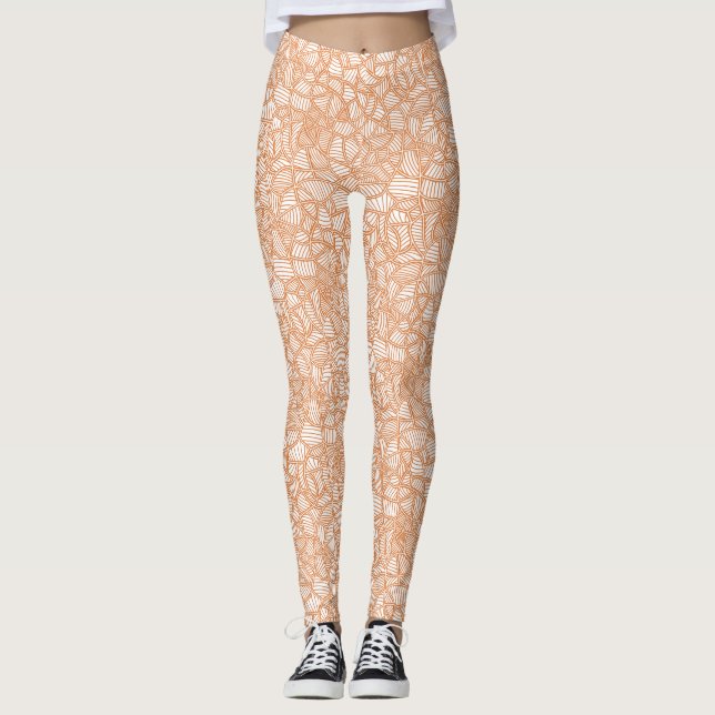 Leggings Random Leaf Mosaic Dark Naranja (Anverso)