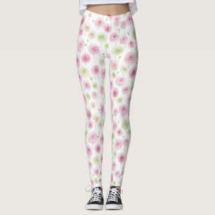 Leggings Ranunculus floral rosa menta  
