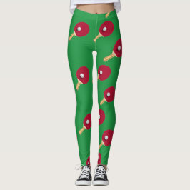Leggings Raqueta de tenis de mesa y bola en verde