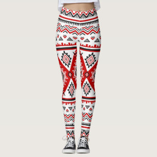 Leggings Raro blanco negro étnico, motivos ucranianos.