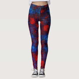 Leggings Rascado cuadrado en azul y rojo.