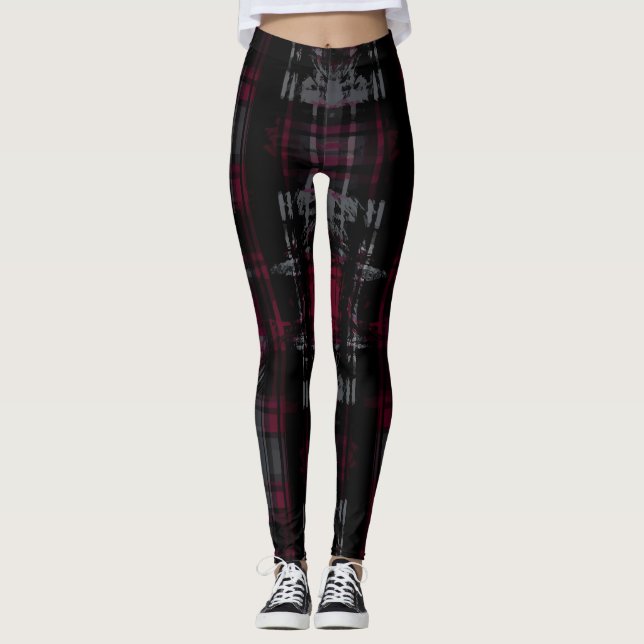 Leggings Rascado Gothic Oscuro Grungy Grunge Patrón de reba (Anverso)