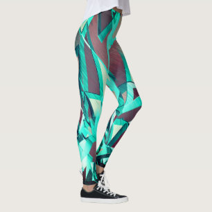 Leggings Rasgos azules o cianos sobre imágenes rojas, con l
