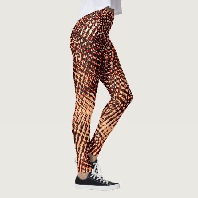 Leggings Rasgos cruzados gruesos en naranja con sombra (Derecha)