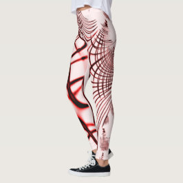 Leggings Rasgos curvados rojos cruzados sobre fondo claro