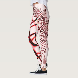 Leggings Rasgos curvados rojos cruzados sobre fondo claro