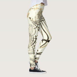 Leggings Rasgos curvos cruzados de nuez-marrón, fondo claro