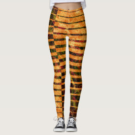 Leggings Rasgos y rayas naranjas raras, lado de los detalle