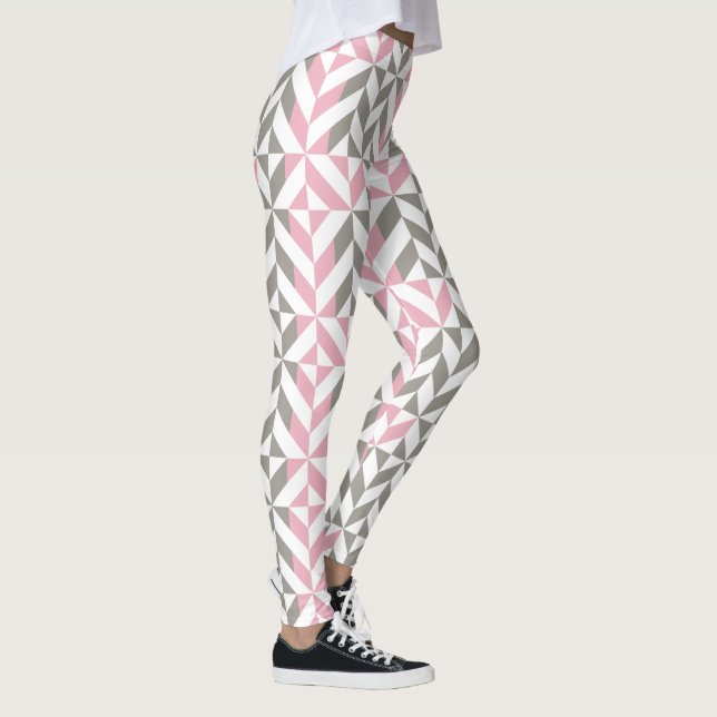 Leggings Raspberry rosa y ZigZag geométrico plateado (Derecha)