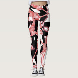 Leggings Raspones de salmón y negro, cintas destruidas en b