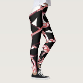 Leggings Raspones negros y salmón, cintas destruidas en bla