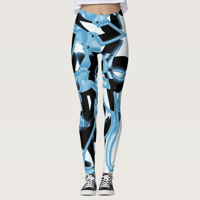 Leggings Raspones o cintas azules y negros destruidos (Anverso)