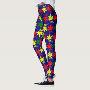 Leggings Rasta Weed deja los colores azules