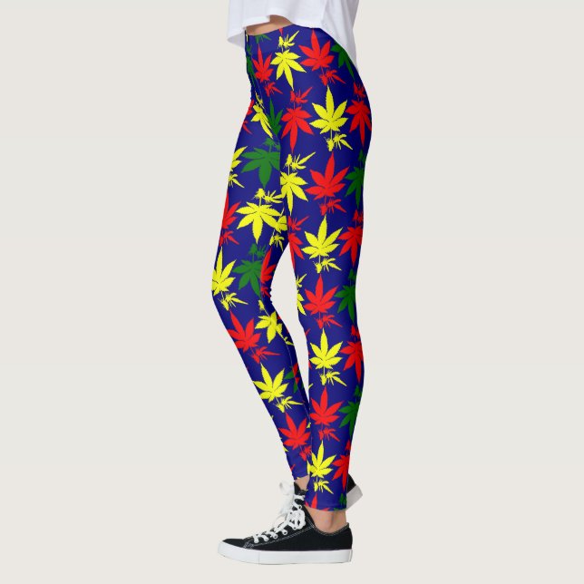 Leggings Rasta Weed deja los colores azules (Izquierda)
