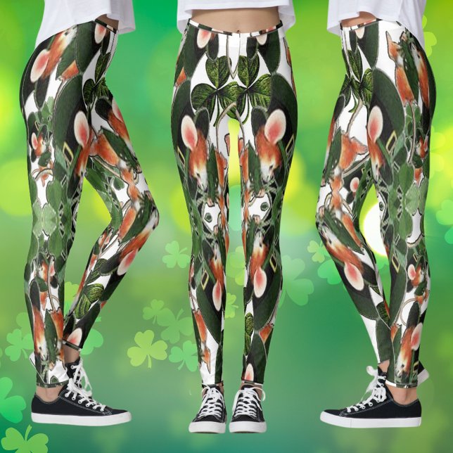 Leggings Ratón Kaleidoscope en el Día de San Patricio (Kaleidoscope Mouse in Clover St Patrick's Day Leggings)