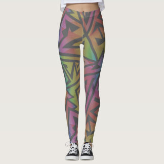 Leggings Rave EDM Rainbow Gray