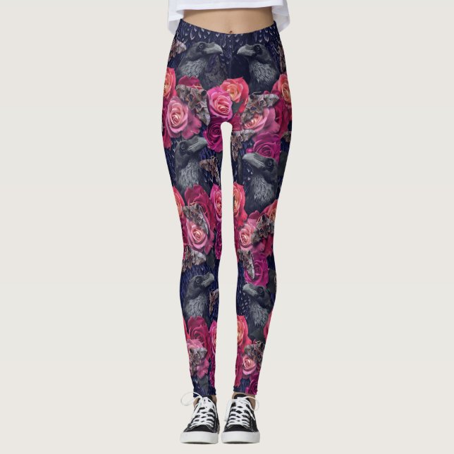 Leggings Raven Rosa Retro Evermore con Rosas y Hawkmes (Anverso)