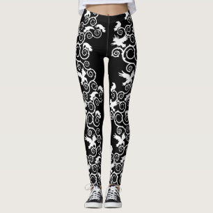 Leggings Ravens y Thorns blancos góticos