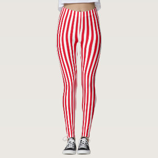 Leggings Raya blanca roja vertical de Candycane