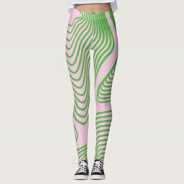 Leggings Raya verde en polainas rosadas del fondo (Anverso)