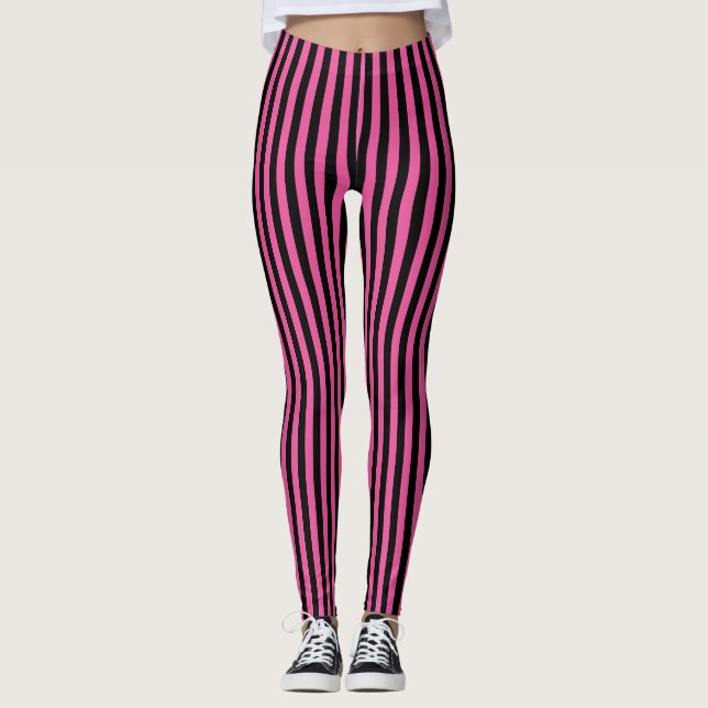 Leggings Raya vertical negra rosada Halloween (Anverso)