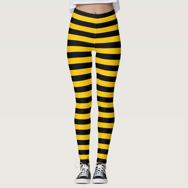 Leggings Rayado amarillo y negro de la abeja dulce (Anverso)