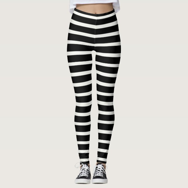 Leggings Rayado horizontal blanco y negro fresco (Anverso)