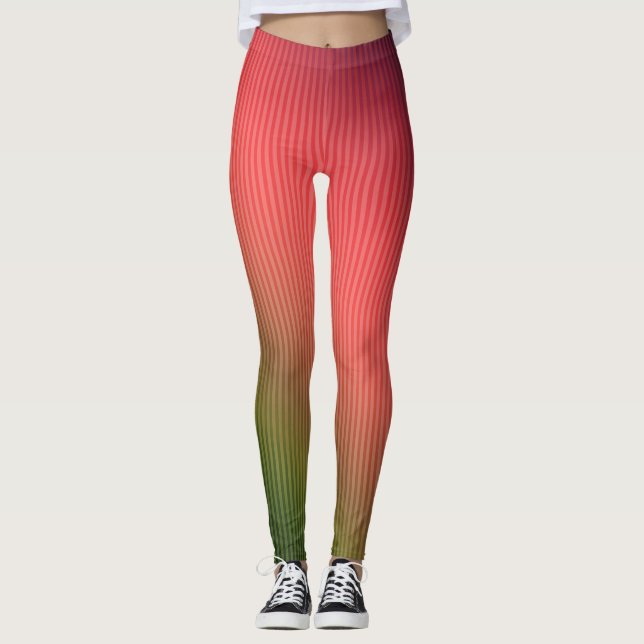 Leggings Rayado, rojo , verde , degradado (Anverso)