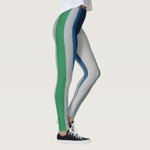 Leggings Rayas abstractas de color azul verde