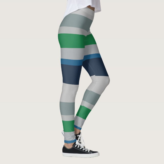 Leggings Rayas abstractas de color azul verde (Derecha)