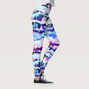 Leggings Rayas abstractas púrpura, rosa y azul