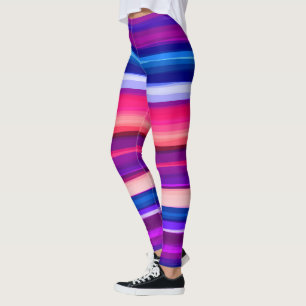 Leggings Rayas abstractas púrpura, rosa y azul