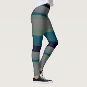Leggings Rayas abstractas verdes, Verde azuladas y rosas