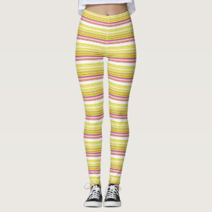 Leggings Rayas amarillas blancas cortas