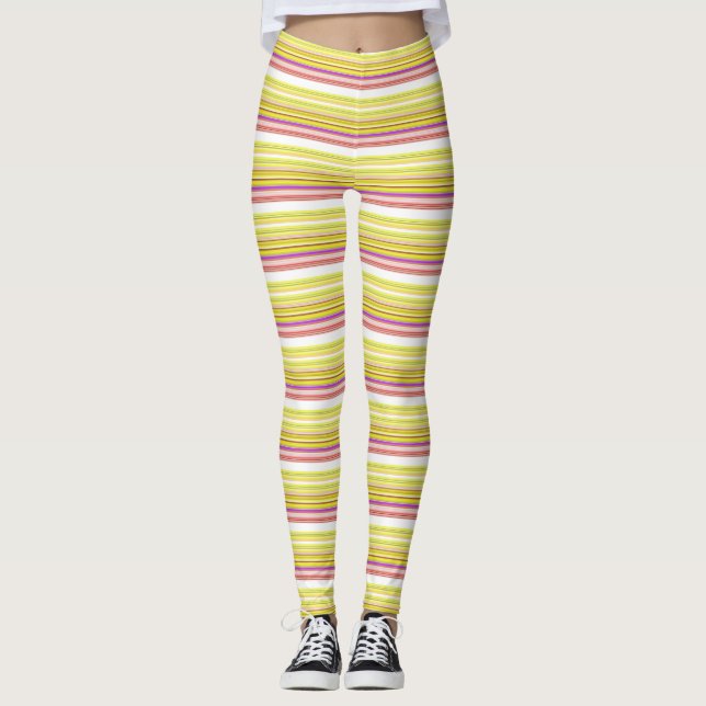 Leggings Rayas amarillas blancas cortas (Anverso)