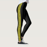 Leggings Rayas amarillas Deportes modernos negros<br><div class="desc">Diseño entremezclado Rayas Amarillas Negro Moderno Legging Deportes</div>