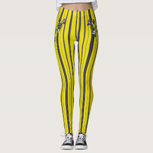 Leggings Rayas amarillas y azules (con flor)