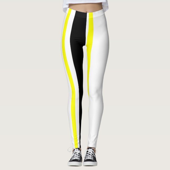 Leggings Rayas amarillas y blancas negras (Anverso)