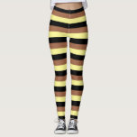 Leggings Rayas amarillo pálido, negro y marrón<br><div class="desc">Arte digital abstracto de rayas amarillo pálido,  negro y marrón</div>