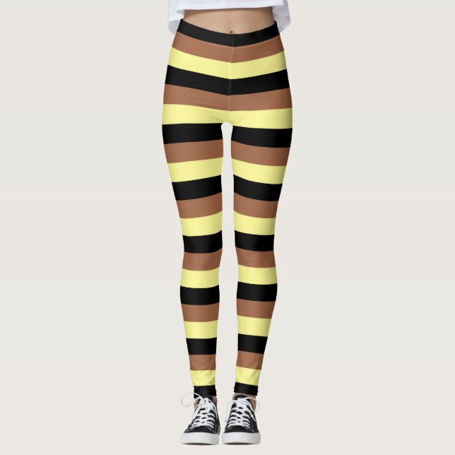 Leggings Rayas amarillo pálido, negro y marrón (Anverso)