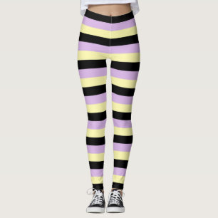 Leggings Rayas amarillo pálido, negro y morado suave