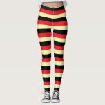 Leggings Rayas amarillo pálido, negro y rojo<br><div class="desc">Arte digital abstracto de rayas amarillas, negras y rojas pálidas.</div>