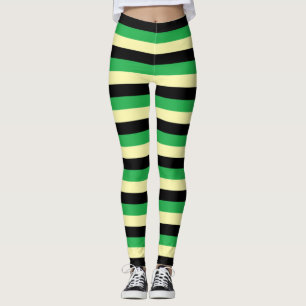 Leggings Rayas amarillo pálido, negro y verde