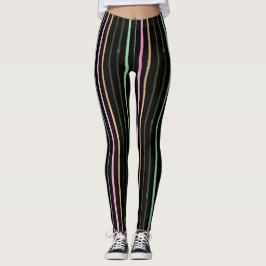 Leggings Rayas arcoiris negras y pastorales