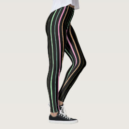Leggings Rayas arcoiris negras y pastorales