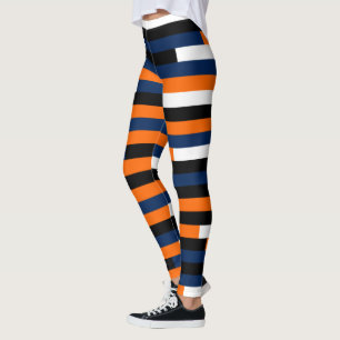 Leggings Rayas azul profundo, ocre amarillo, negro y blanco